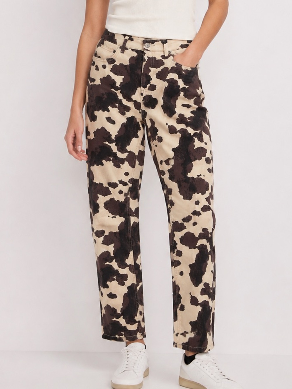 OAT New With Tags Cow Print Mid Rise Slim Fit Jeans Size 8